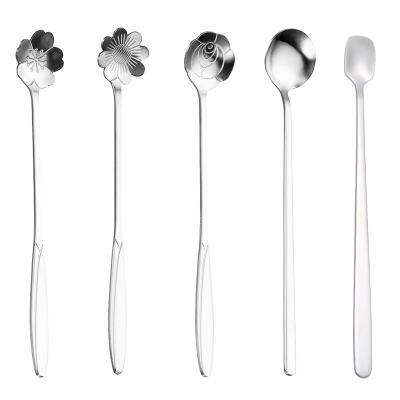 China Creative Innovative Spoon Shape Coffee Stainless Steel Dessert Handle Long Viable Hot Selling Spoon for sale