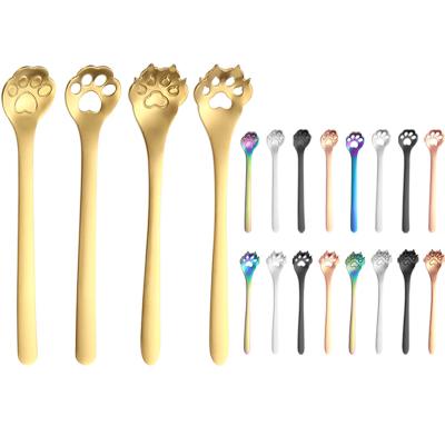 China Viable Creative Fashion Cartoon Cat Claw Dog Claw 304 Stainless Steel Ice Cream Spoon Stir Mini Teaspoon Teaspoon for sale