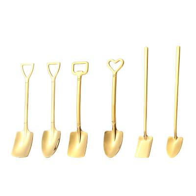 China Retro Viable Personality Stainless Steel Shovel Scoop Coffee Ice Cream Scoop Engineering Scoop Spoon Cute Square Dessert Watermelon for sale