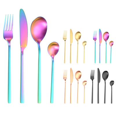 China Sustainable Creative Titanium Plated Colorful Portable Tableware Stainless Steel Spoon Fork Chopsticks Set for sale