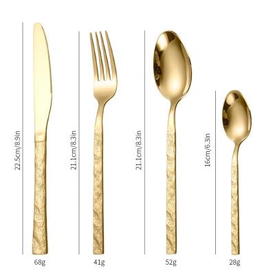 China Sustainable High Grade Packaging Tableware Stainless Steel Gold 4 Suit Suitable For Home And Restaurant for sale