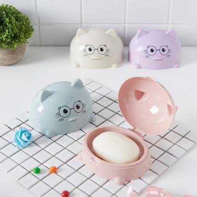 China New design of viable best-selling fashion pp Kitten Shape Soap Box Holder for bathroom organizer for sale