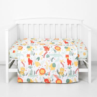 China Lion Deer Pattern Design Nondisposable Animal Cotton Cartoon Baby Crib 100% Newborn Crib Bedding Sets for sale