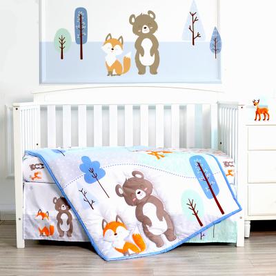 China Viable Design Newborn Baby Bear Cartoon Cozy 100 Cotton Crib Bedding Set for sale