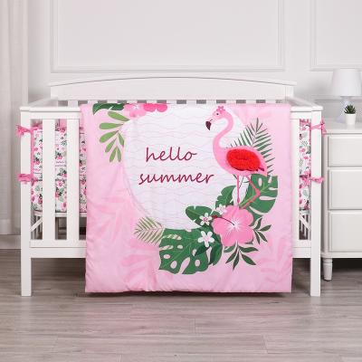 China Viable Pink Theme Jungle Baby Crib Comforter Hutch Bedding Infant Crib Set Baby Crib Bedding Set for sale