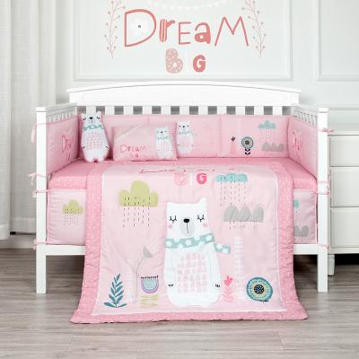 China Dreamy Cartoon Bear Theme Crib Bedding Set Microfiber Crib Bedding Set Wholesale Baby Crib for sale