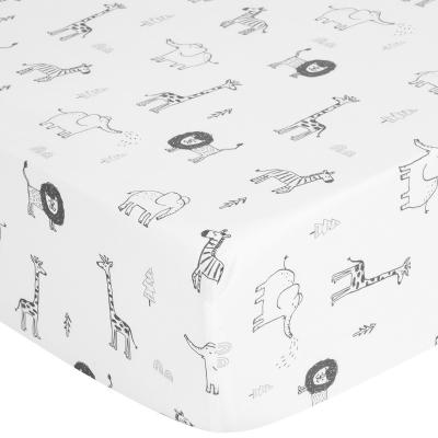 China Sustainable Animal Theme Baby Party 100% Organic Cotton Crib Sheet Baby Bedding Sheet Set for sale