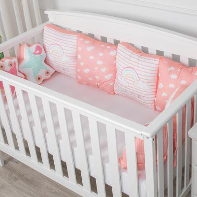 China 100% Breathable Portable Infant Infant Crib Bumper Sleep Protector Cotton Pillow Bumper Crib Bed Hutch Rail Safety Bumper Guards for sale