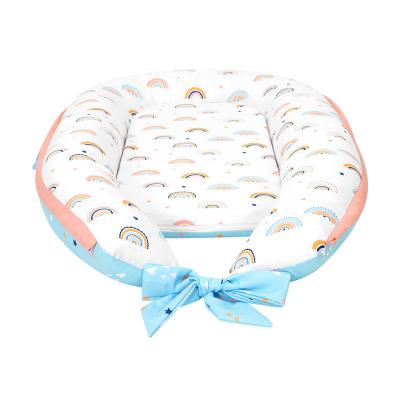 China Traditional Colorful Rainbow Baby Sofa Sleep Nest 100% Cotton Animal Soft Baby Nest Bed Newborn for sale