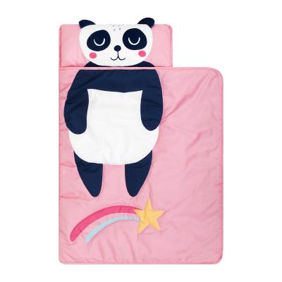 China Portable Cartoon Panda Soft Folding Baby Mat animal 3D Digital Printing Mats Foldable Wholesale Kids Sleep Nap Mat With Pillow for sale