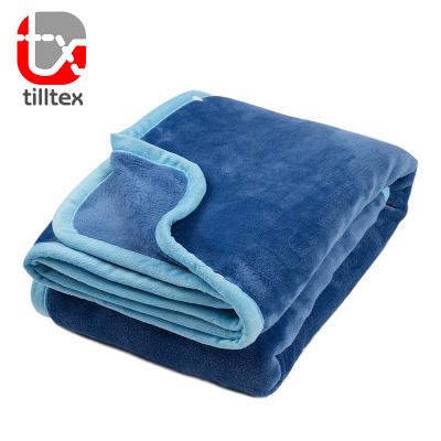 China Anti-pilling Spring Autumn Plush Soft Baby Blanket Infant Solid Blue Flannel Fleece Blanket for sale