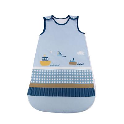 China Breathable Sailing Nautical Theme Printed Light Blue Newborn Sleeping Bag For Baby for sale