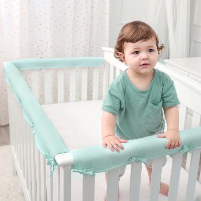 China Safe Nondisposable Silky Soft Microfiber 3-Piece Polyester Padded Baby Crib Rail Cover for sale