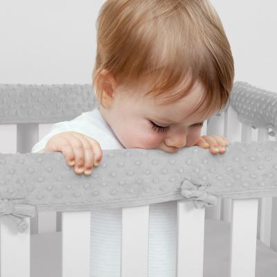 China 4PK Nondisposable Minky Dot Soft Crib Rail Cover set bumper cover for standard hutches for sale