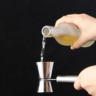 China 20ml/40ml Stainless Steel Double Jigger Stored Wine Jigger With Handle Measuring Cup for sale