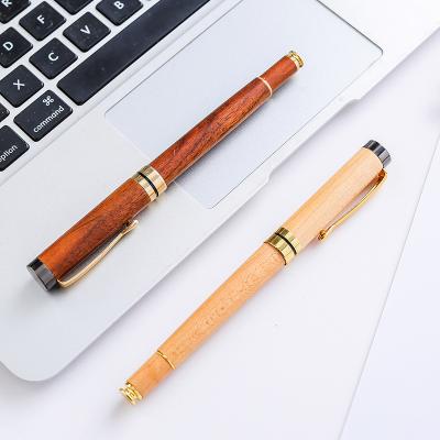 China Normal High Quality Classic Design Fluent Writing Custom Logo Printing Luxury Wood Metal Trackball Pen for sale