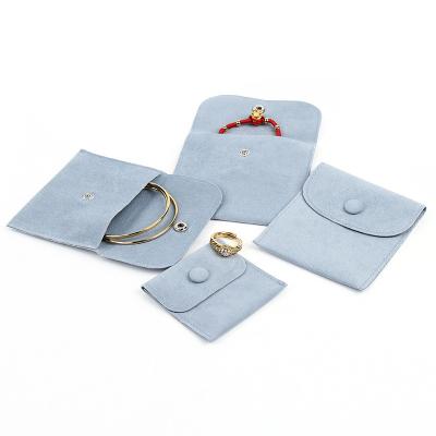 China Soft Popular Unique Flannel Necklace Bracelet Ring Snap Button Jewelry Bag Pouch Packaging for sale