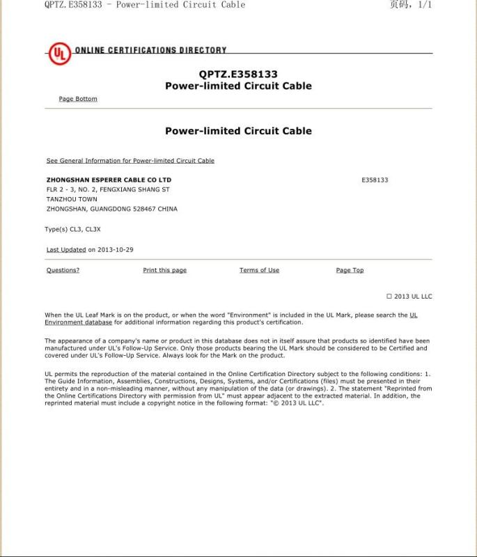 UL - Gold Cable (Zhongshan) Electronic Co., Ltd.