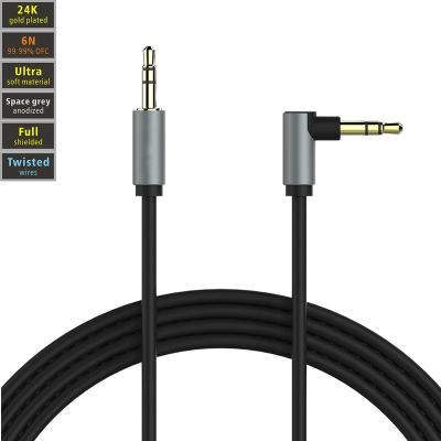 China Speaker L 3.5mm aux. high quality Type 3 Pole Male To Male Stereo Jack Aux Audio Cable For Car Earphone for sale