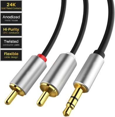 China Speaker converter male to stereo AUX. Male Audio Jack Cord 3.5mm to 2 RCA Stereo Audio Cable for sale