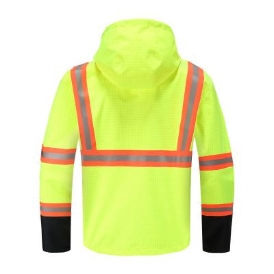 China Revestimento do trabalho da prova da chuva de HIVIS franco, revestimento impermeável químico do franco do Anti-líquido com capa à venda