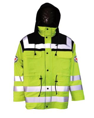 Chine Veste imperméable de sécurité de Hivis DRK résistante au lavage industriel de 50 fois pour le travail de délivrance à vendre