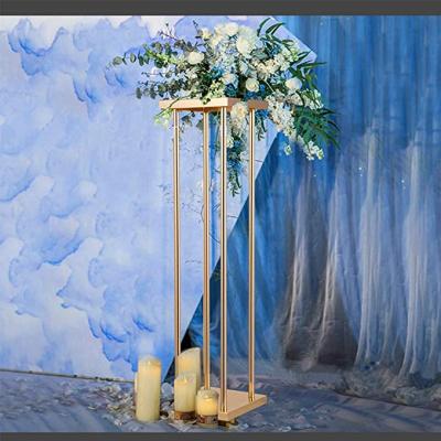 China Event party supplies gold/silver wedding table centerpiece, metal wedding folding tall flower stand for wedding home decoration. for sale