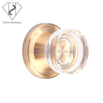 China Modern Satin Brass Around Clear Crystal Glass Knob for sale