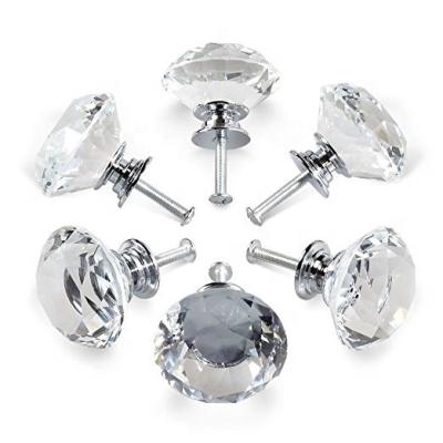 China Modern Black 30mm Diamond Crystal Glass Drawer Knob for sale