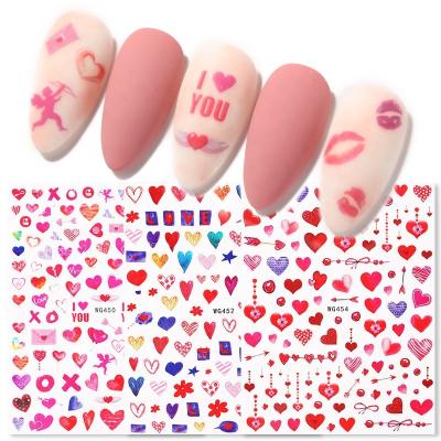 China Finger Nail Art Wholesale 6 Designs Valentine's Day Adhesive Nail Decals Buy Nail Art Stickers for sale