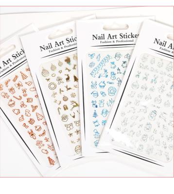 China Self Adhesive Nail Art Decals Stickers Metallic Red Silver Gold Christmas Nail Art Finger Nail Stickers for Women DIY Nail Design Manicure for sale