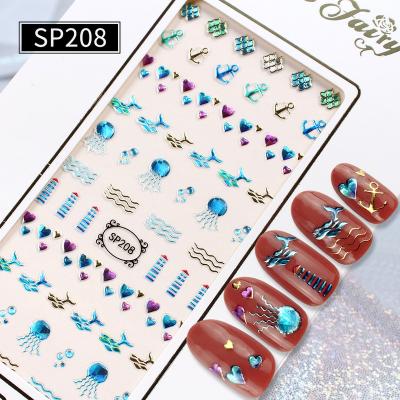 China Easy Apply Fashion 3d Nails Art Stickers Water Decals Transparent Flower Nail Decals Design Nail Alloy Shinning Stickers for sale