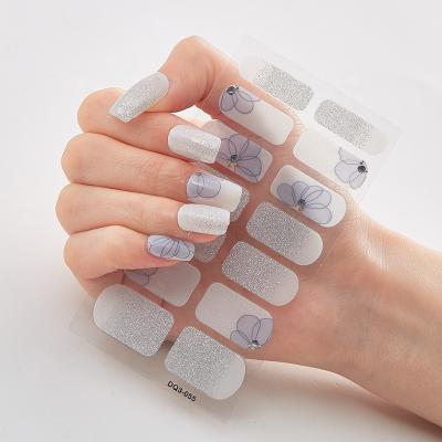 China Hot Design 3D Finger Nail Art Gold Foil Nail Polish Sticker Glitter Silver Nail Wraps With Rhinestones for sale