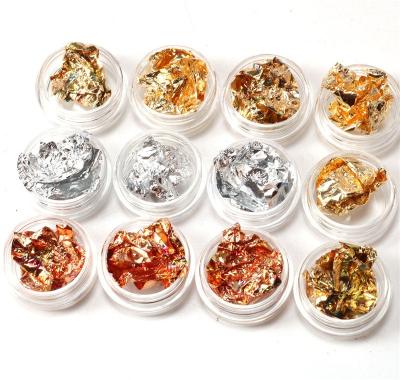 China Easy Apply Gold and Silver Aluminum Foils Tin Foil Nail Art Set of 12 Boxes for sale