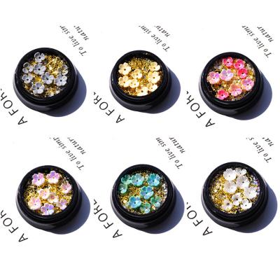 China 3D Nail Art Decorations 2021 Newest Nail Art Plastic Mix Dotting Nail Shell Flower Metal Nails Mud Decoration For Salon for sale