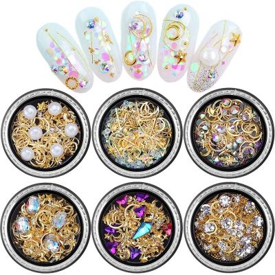 China Extremely Shiny Nail Art Metal Studs Mixed Colorful 3D Rhinestones Crystals Rivets Diamonds Nails Decals For Nail Tips Decorations for sale