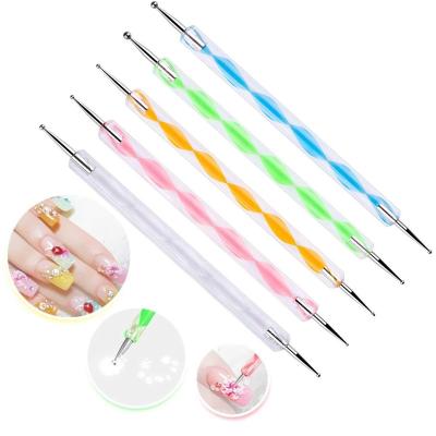 China Nail Art Kit 5 Pcs Acrylic Nail Art Tip Dot Paint Manicure Nail Dotting Decal Pen Nail Painting Dotting Tools Pen Colorful Two Headed Nail for sale