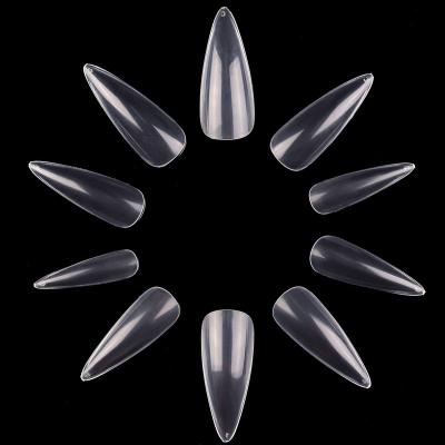 China Easy to train & Cut Oval Short Stiletto Pointed Nail Tips Acrylic Full Cover Nails Art 500 Pcs Natural White Water Drop False Nails Clear. for sale