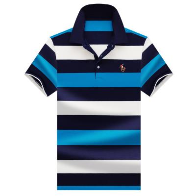 China Anti-Shrink Stripe High Quality Custom Made Mens Cotton Fashion Logo Polo Shirts Clothing for sale