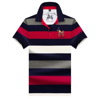 China High Quality Custom Brand Anti Shrink Striped 100% Cotton Mens Business Casual Golf Polo Shirts Wholesale for sale