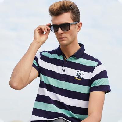 China Wholesale Custom Color Combination Design Men's Latest Striped Youth Casual Polo Shirt Anti-Shrink for sale