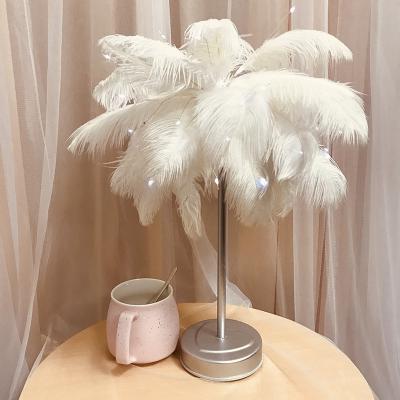 China Industrial LED Night Light USB Fairy Lights USB Table Lamp Feather Table Lamp Office Decoration Living Room Party Christmas Wedding Girl Bedroom Decoration for sale