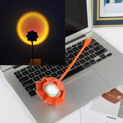 China Floor Standing Lampshade Rainbow Sunset USB Projector Night Light Flower Shaped Led Rotating Atmosphere Lamp Background Wall Decor Lighting for sale