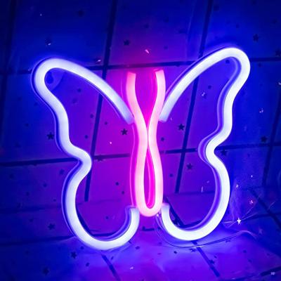 China USB or Residential Butterfly Neon Signs Night Lights Battery Cable for Girls Kids Bedroom Living Room Bar Dorm Wall Decor for sale