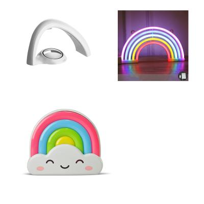 China Modern Creative Cute Kids Room Bedroom Wall Decor Table Lamp Usb Led Neon Rainbow Projector Night Light for sale