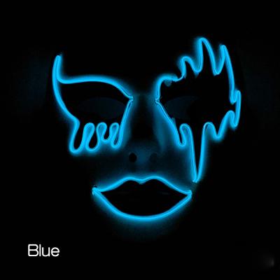 China Halloween Masquerade Party Eco-Friendly Horror EL Cold Light Costume Props Led Neon Props Glowing Up Mask for sale