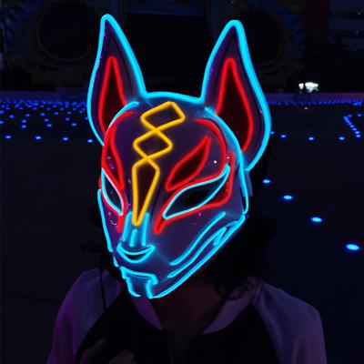 China Glowing Japanese Anime Cosplay Eco-Friendly EL Wire LED Light Up Costume Fox Drift Mask For Halloween Carnival Party Supplies for sale