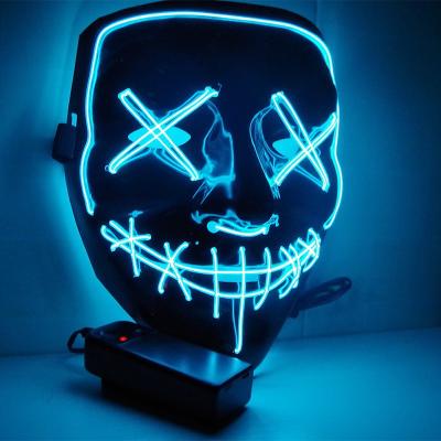 China Eco-Friendly Scary Neon Halloween LED Light Up Dark Glowing Cosplay Costume DJ Party Halloween Face Masks For Kids Women Men for sale