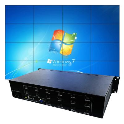 China Indoor 4k TV video wall controller with 16 ch output, support to make 4x4/3x4/4x3/3x5/5x3 video wall display for sale