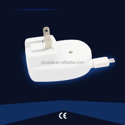 China With USB Retractable Retractable Cellular Head Charger Adapter Wall Plug Cable Main Charger for sale